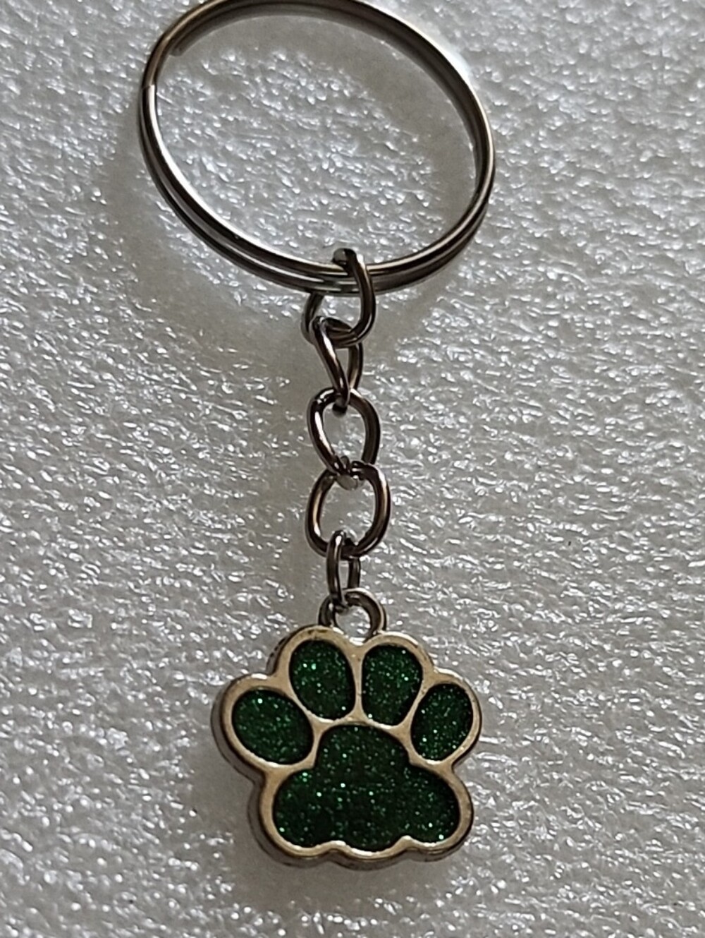 Hand Crafted Green Paw Print Keychain